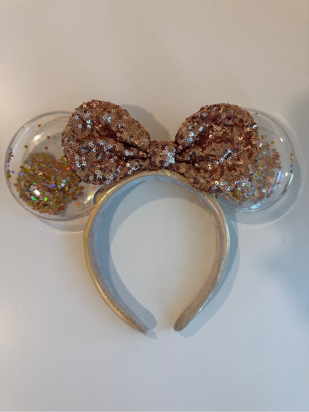Disney Sequin Bow Mouse Ear Headband in Rose Gold